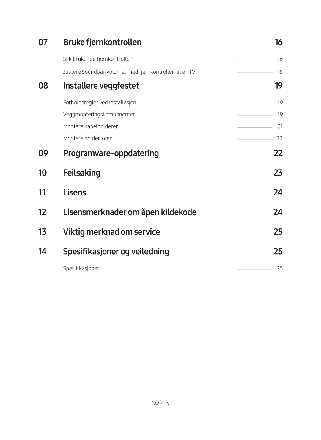 Samsung HW-MS6511/XE, HW-MS6510/XE manual Bruke fjernkontrollen, Installere veggfestet, Spesifikasjoner 