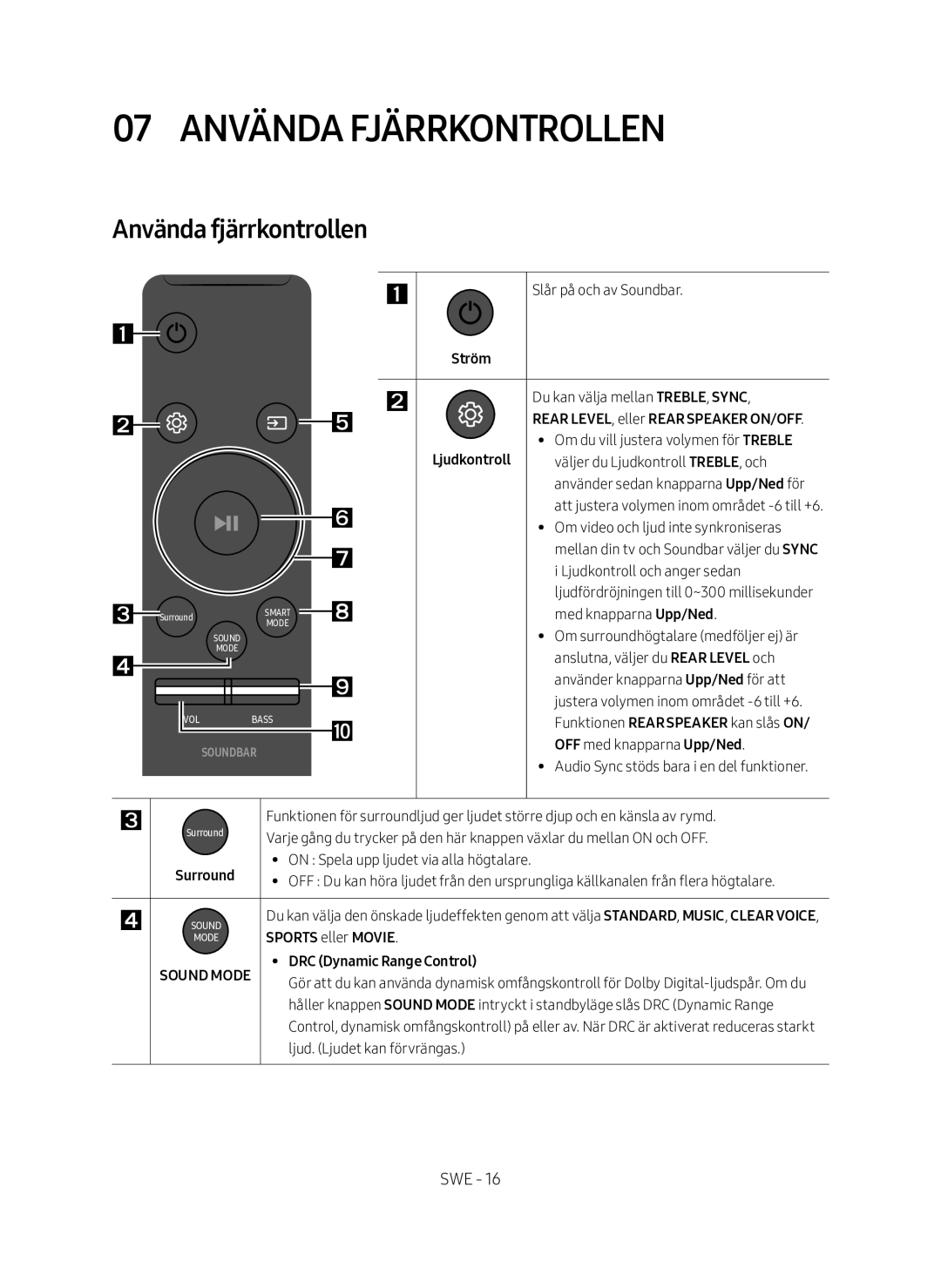 Samsung HW-MS660/XE, HW-MS661/XE manual 07 Använda fjärrkontrollen, On Spela upp ljudet via alla högtalare 