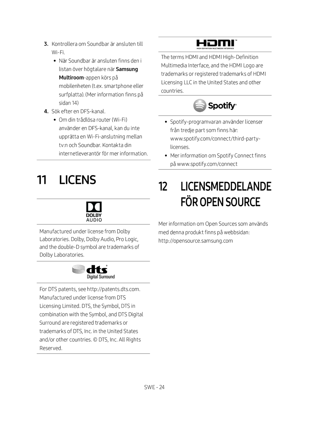 Samsung HW-MS660/XE, HW-MS661/XE manual Licensmeddelande för open source 