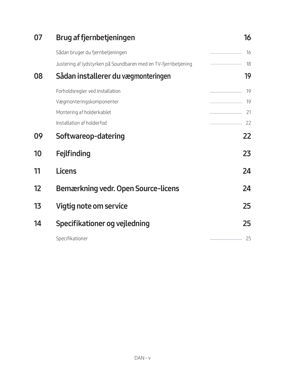 Samsung HW-MS661/XE, HW-MS660/XE manual Brug af fjernbetjeningen, Sådan installerer du vægmonteringen, Specifikationer 