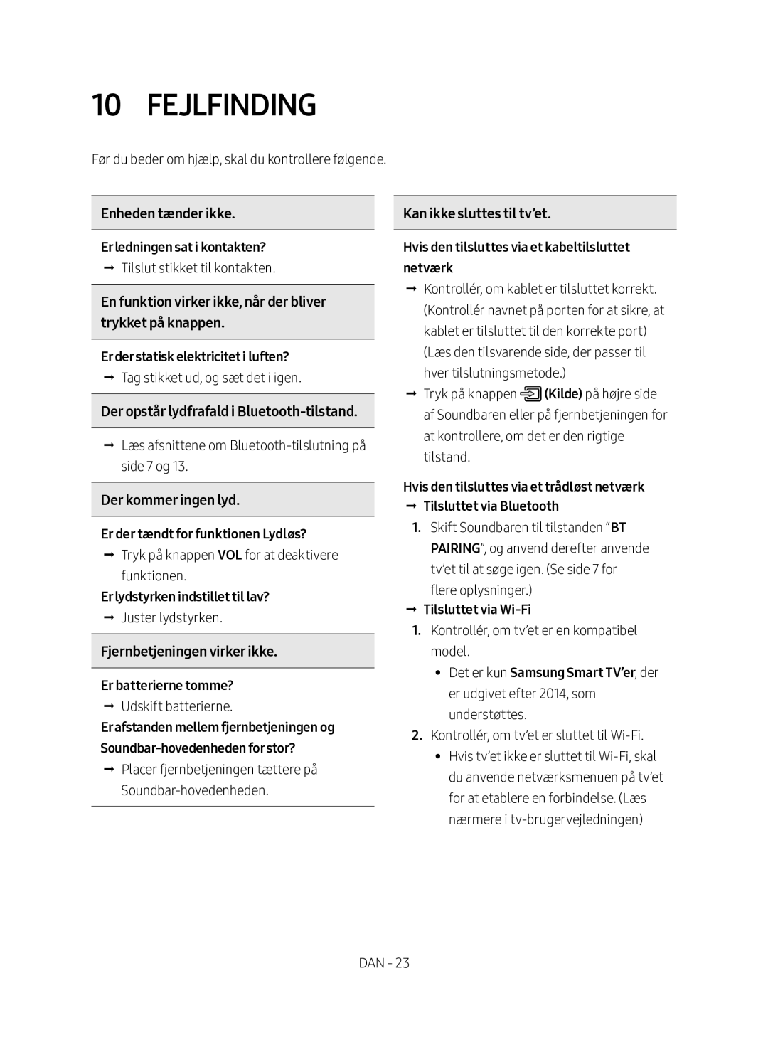 Samsung HW-MS661/XE, HW-MS660/XE manual Fejlfinding 