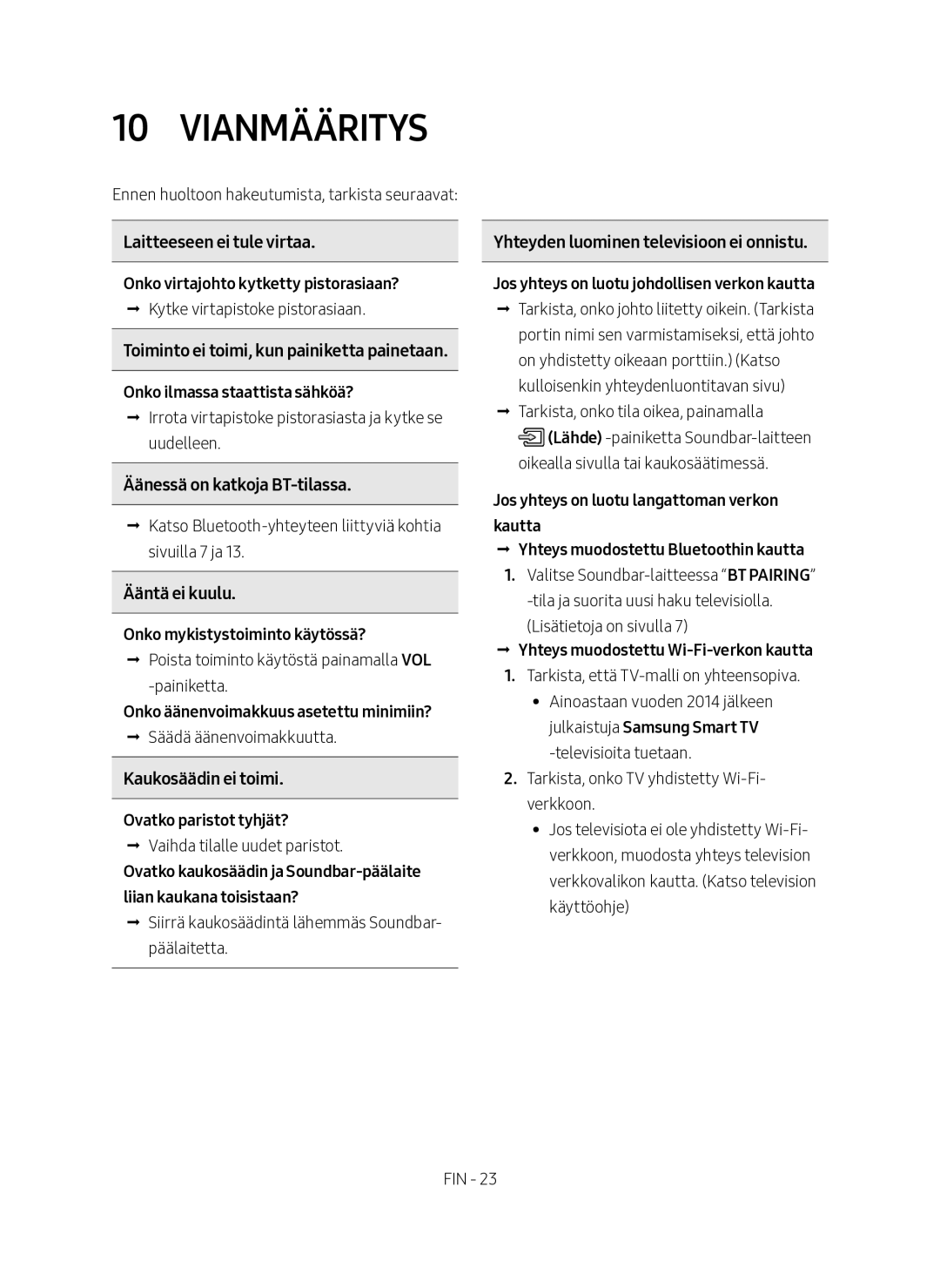 Samsung HW-MS661/XE, HW-MS660/XE manual Vianmääritys 