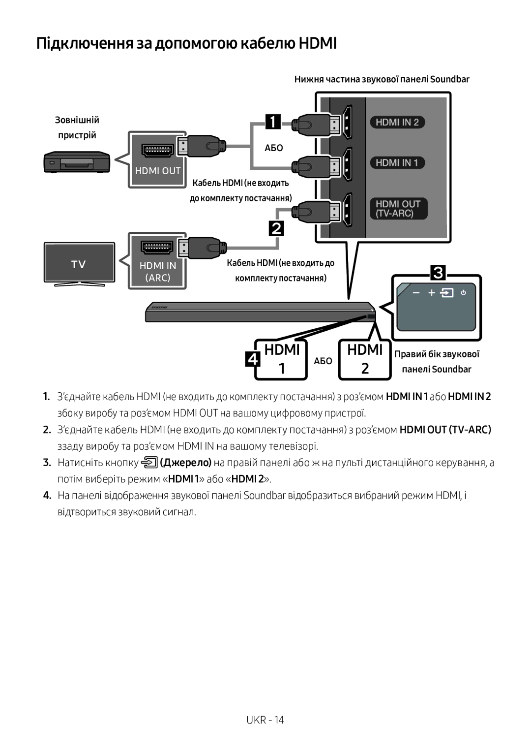 Samsung HW-MS750/RU manual Підключення за допомогою кабелю Hdmi, Кабель Hdmi не входить до, Комплекту постачання 