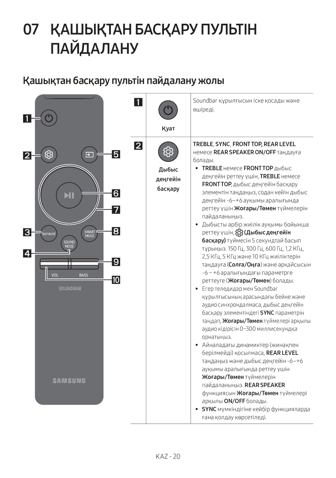 Samsung HW-MS750/RU manual 07 Қашықтан Басқару Пультін Пайдалану, Қашықтан басқару пультін пайдалану жолы 