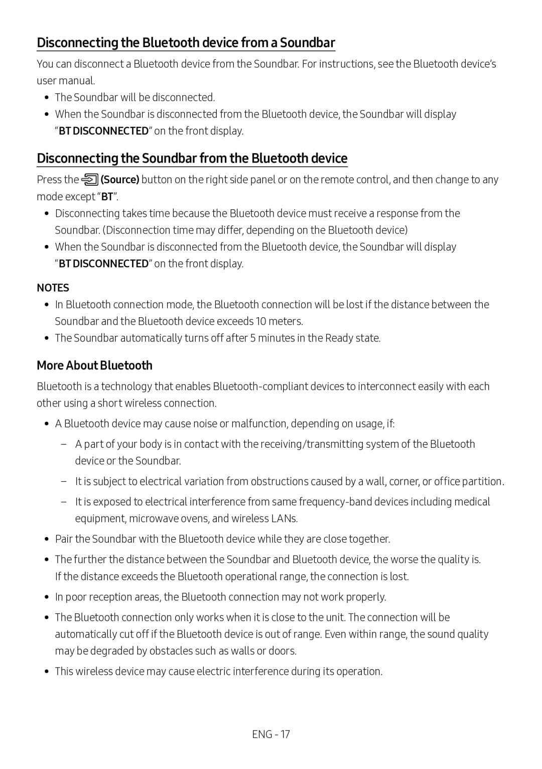 Samsung HW-MS750/XV manual Disconnecting the Bluetooth device from a Soundbar, More About Bluetooth 