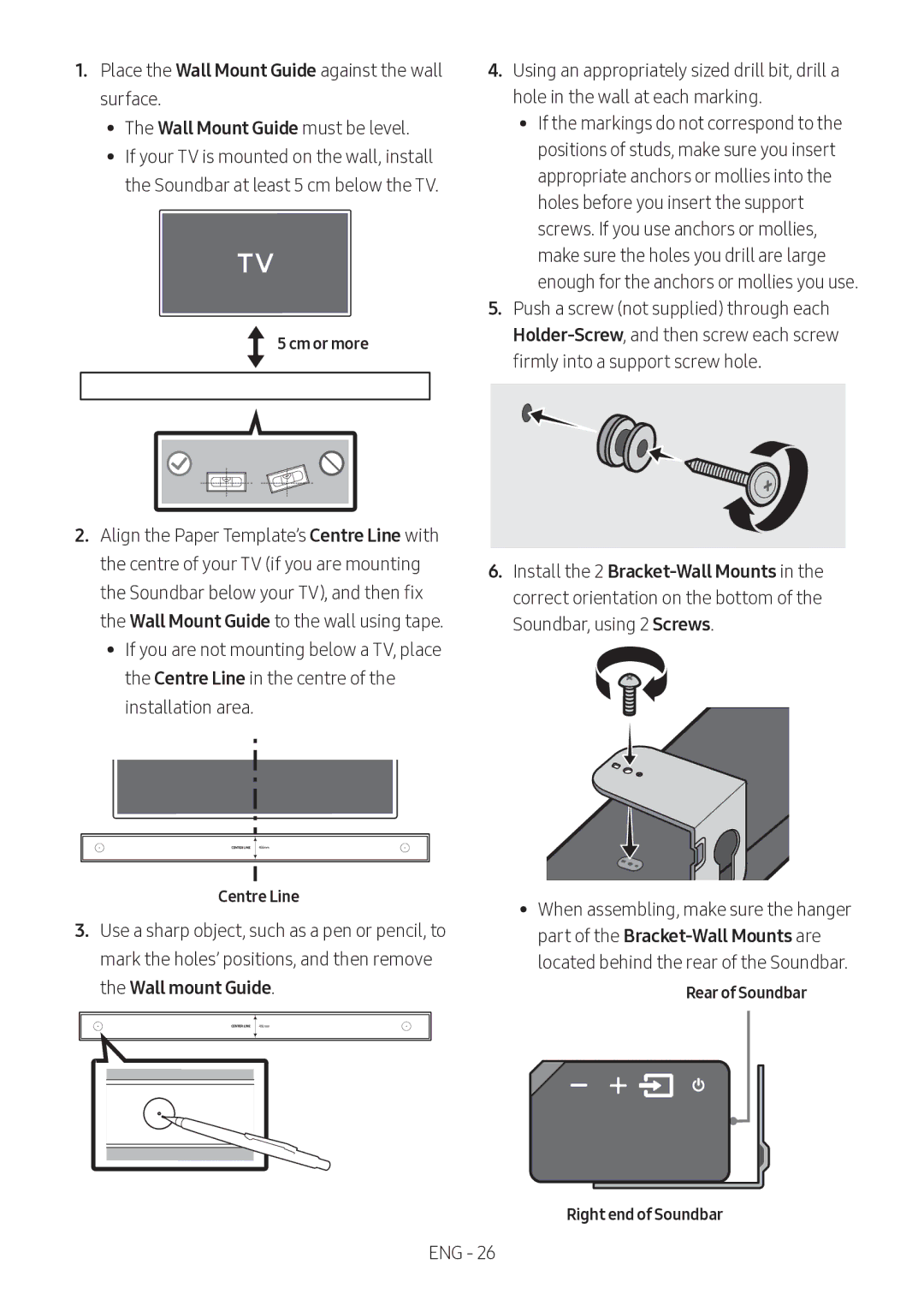 Samsung HW-MS750/XV manual Cm or more, Centre Line 