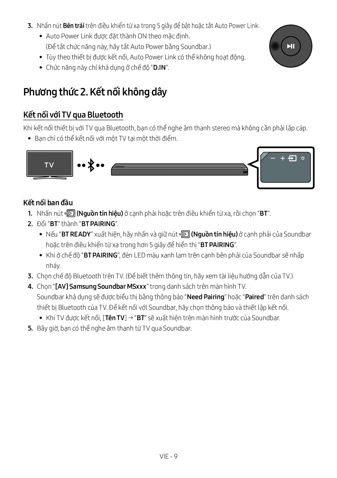 Samsung HW-MS750/XV manual Phương thức 2. Kết nối không dây, Kết nối với TV qua Bluetooth, Kết nối ban đầu 