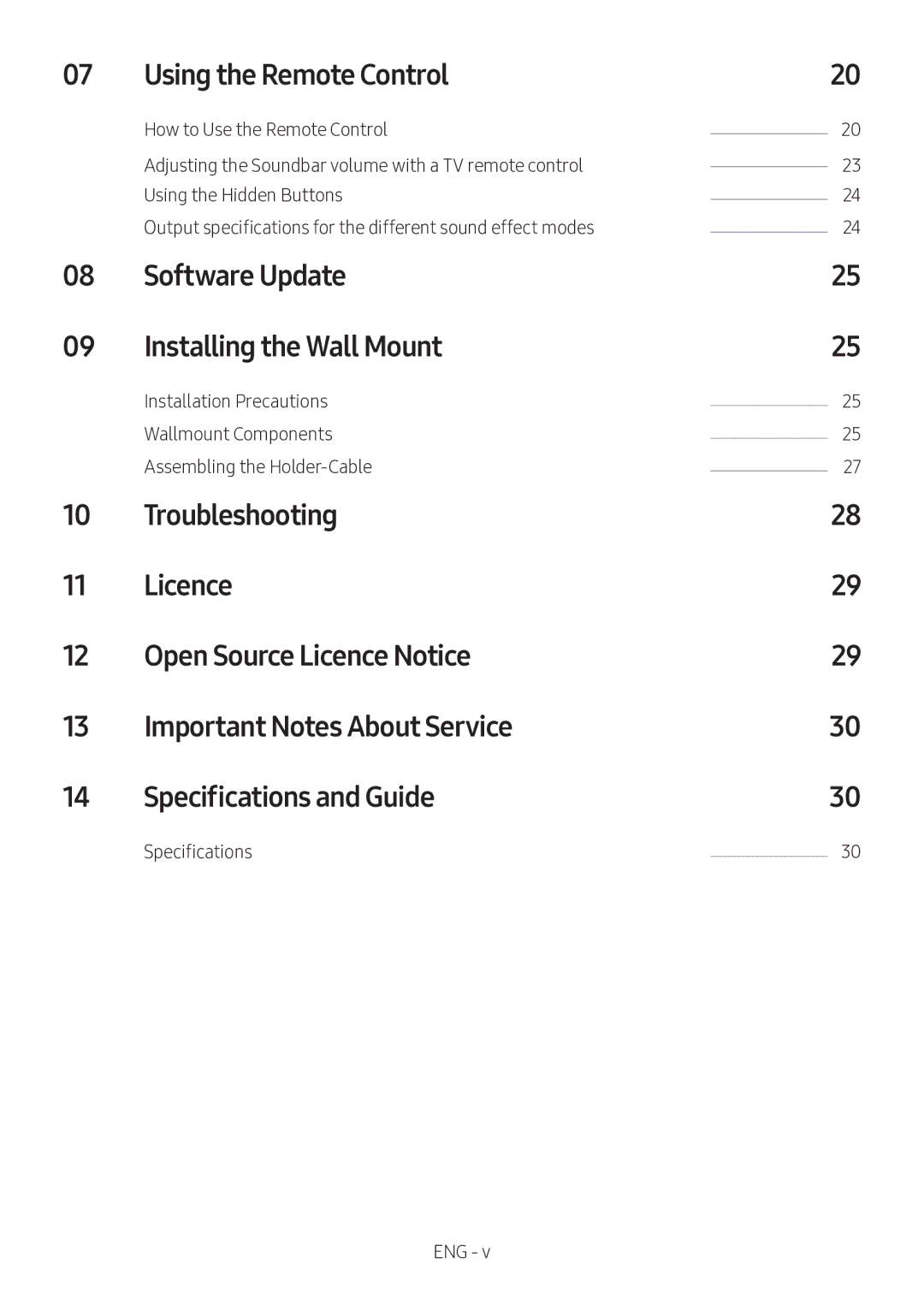 Samsung HW-MS750/XV manual Using the Remote Control, Software Update Installing the Wall Mount, Specifications 