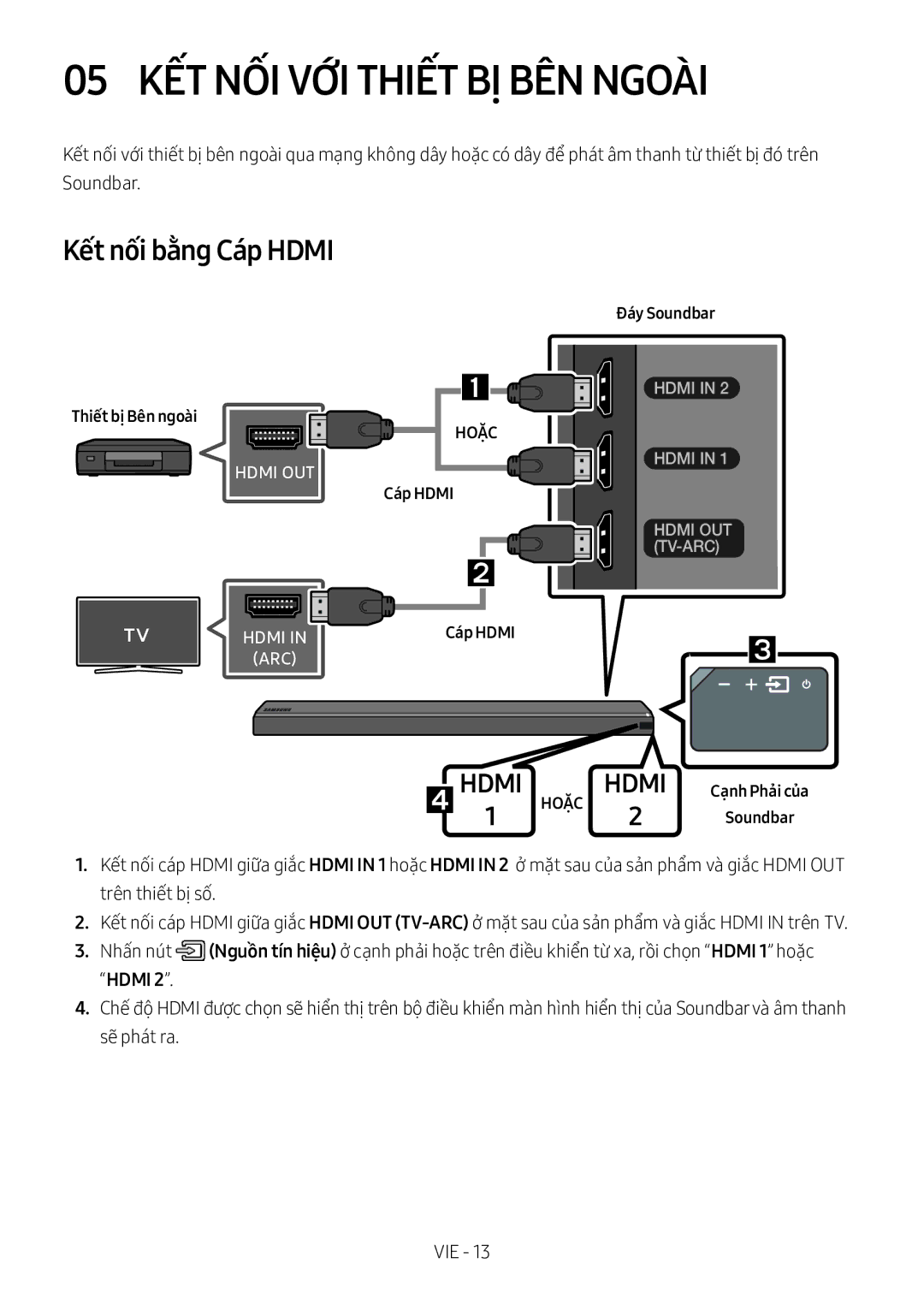 Samsung HW-MS750/XV manual 05 KẾT NỐI VỚI Thiết BỊ BÊN NGOÀ̀I, Kết nối bằng Cáp Hdmi, Thiết bị Bên ngoài 