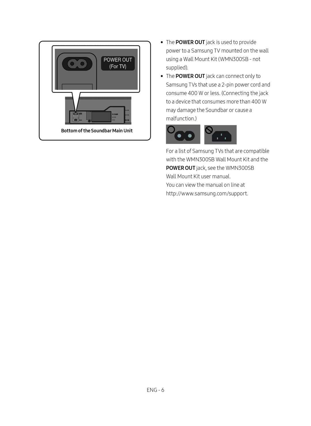 Samsung HW-MS750/XV manual Power OUT, Bottom of the Soundbar Main Unit 