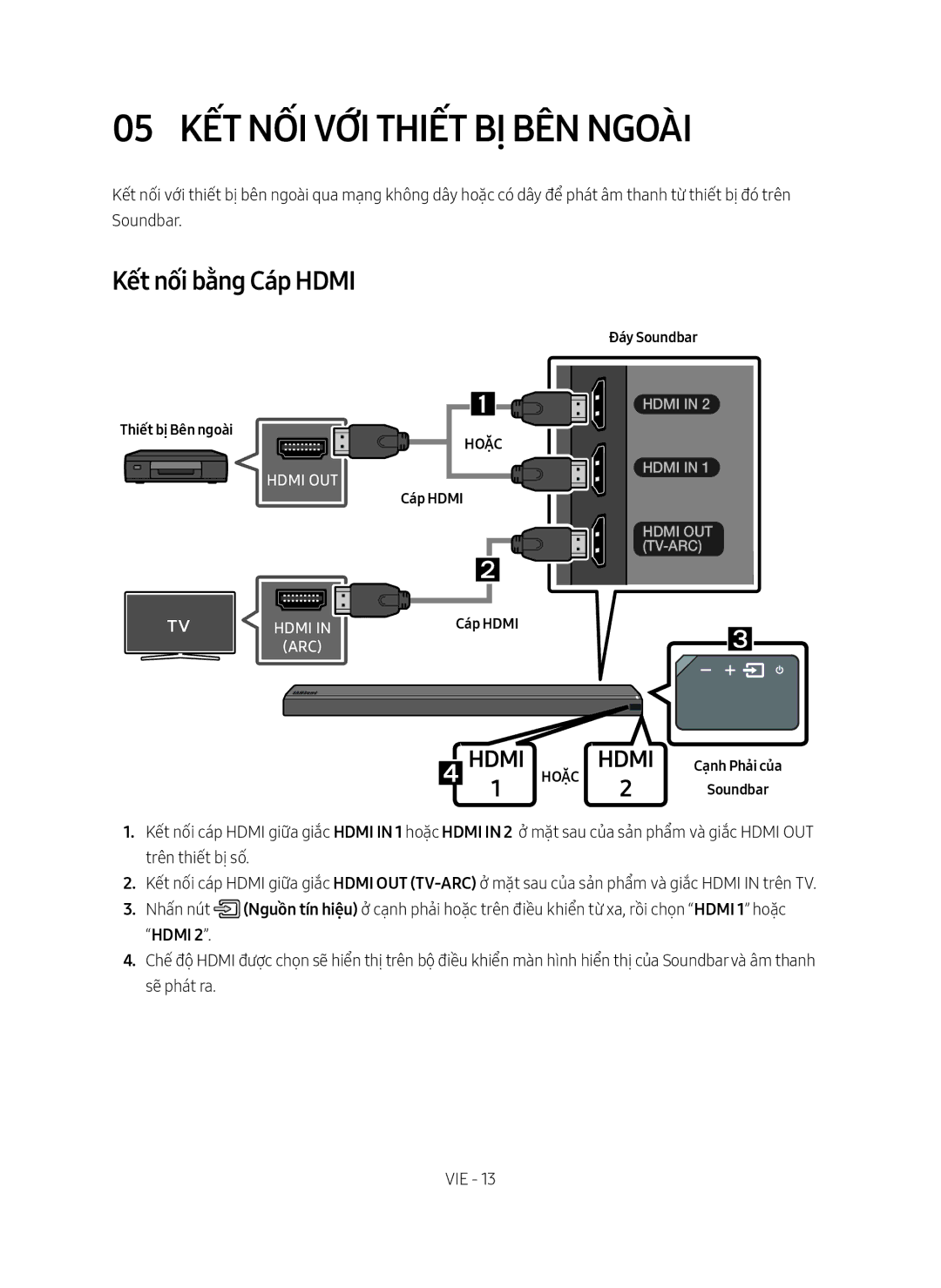 Samsung HW-MS750/XV manual 05 Kết nối với Thiết bị Bên ngoàiI, Kết nối bằng Cáp Hdmi 