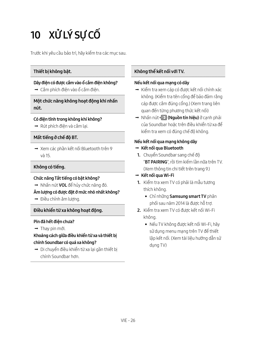 Samsung HW-MS750/XV manual 10 Xư ly sự cô 