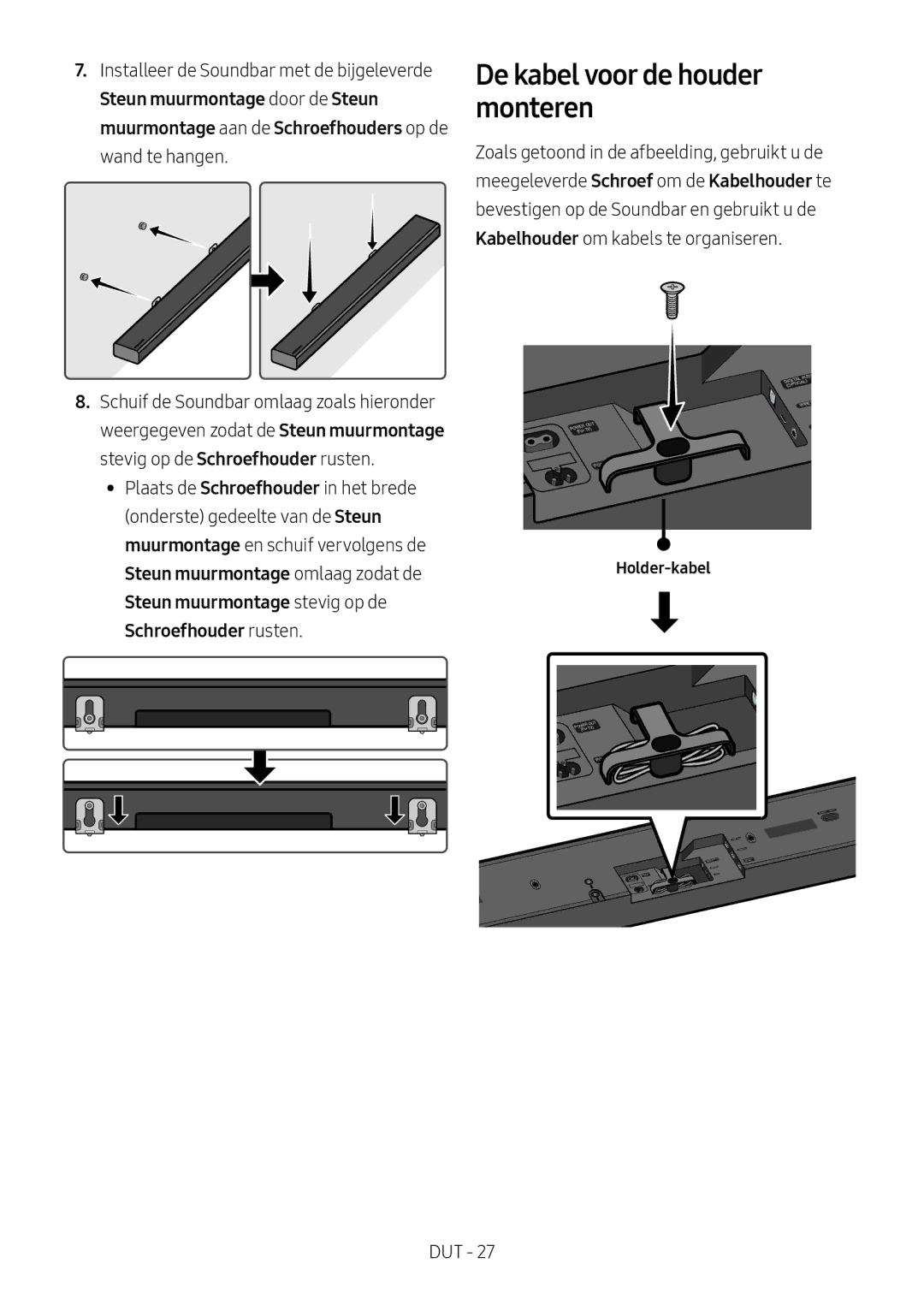 Samsung HW-MS750/EN, HW-MS751/EN, HW-MS751/XN, HW-MS750/XN manual De kabel voor de houder monteren, Holder-kabel 