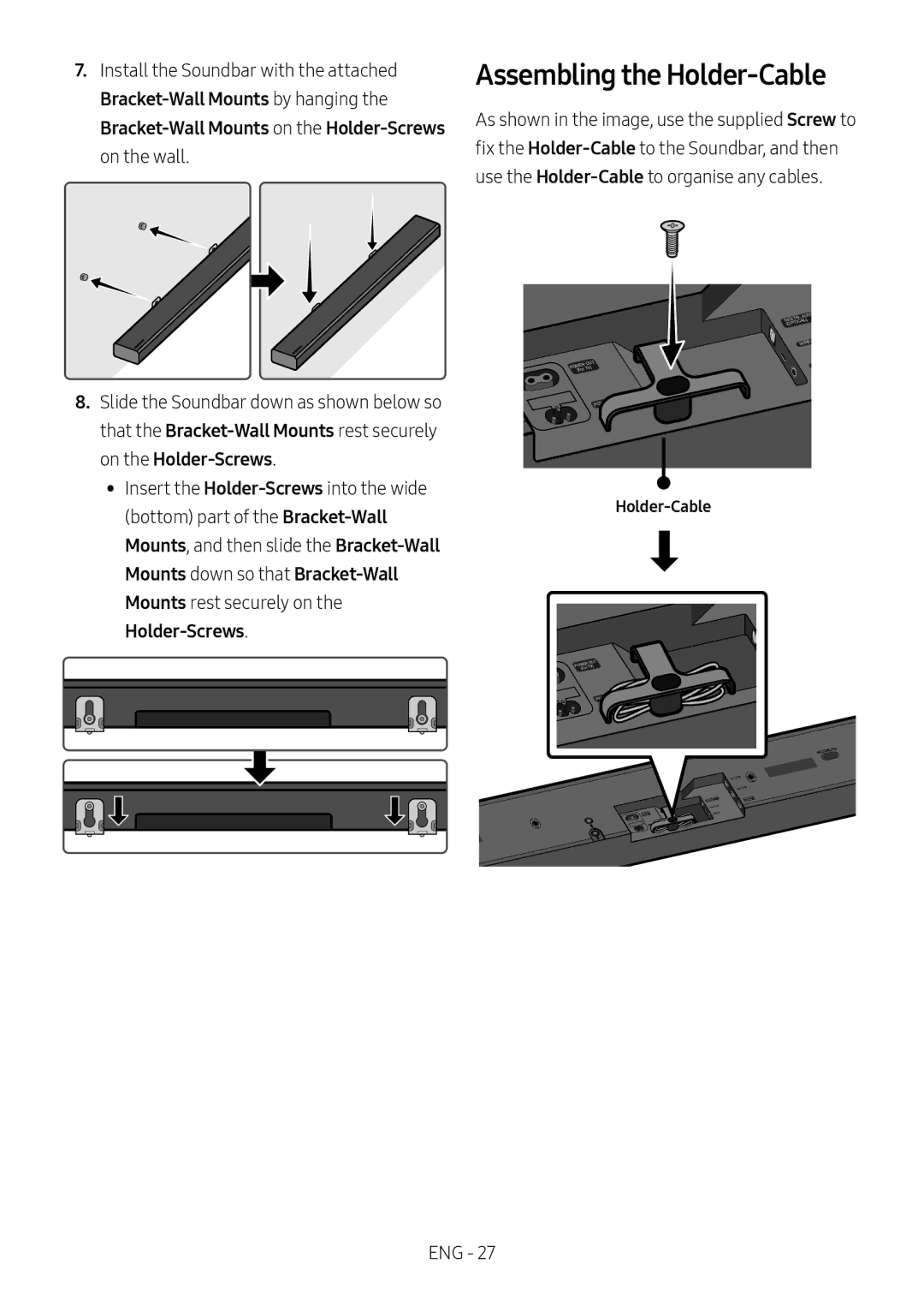 Samsung HW-MS750/XN, HW-MS751/EN, HW-MS750/EN, HW-MS751/XN manual Assembling the Holder-Cable 