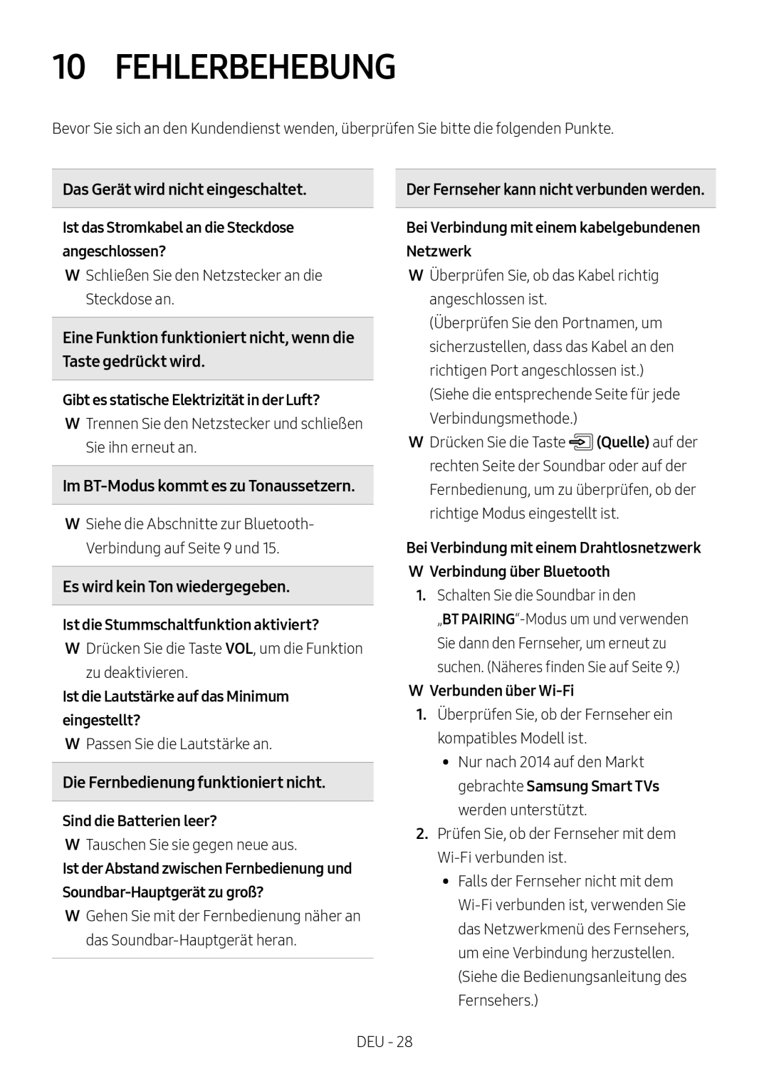 Samsung HW-MS750/XN, HW-MS751/EN, HW-MS750/EN, HW-MS751/XN manual Fehlerbehebung 