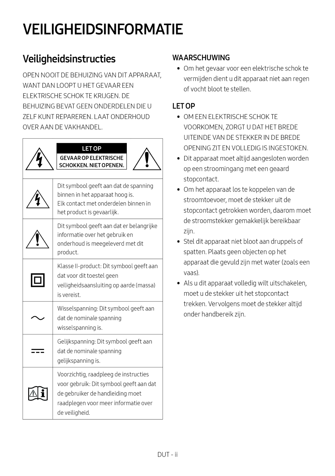 Samsung HW-MS751/EN, HW-MS750/EN, HW-MS751/XN, HW-MS750/XN manual Veiligheidsinformatie, Veiligheidsinstructies 