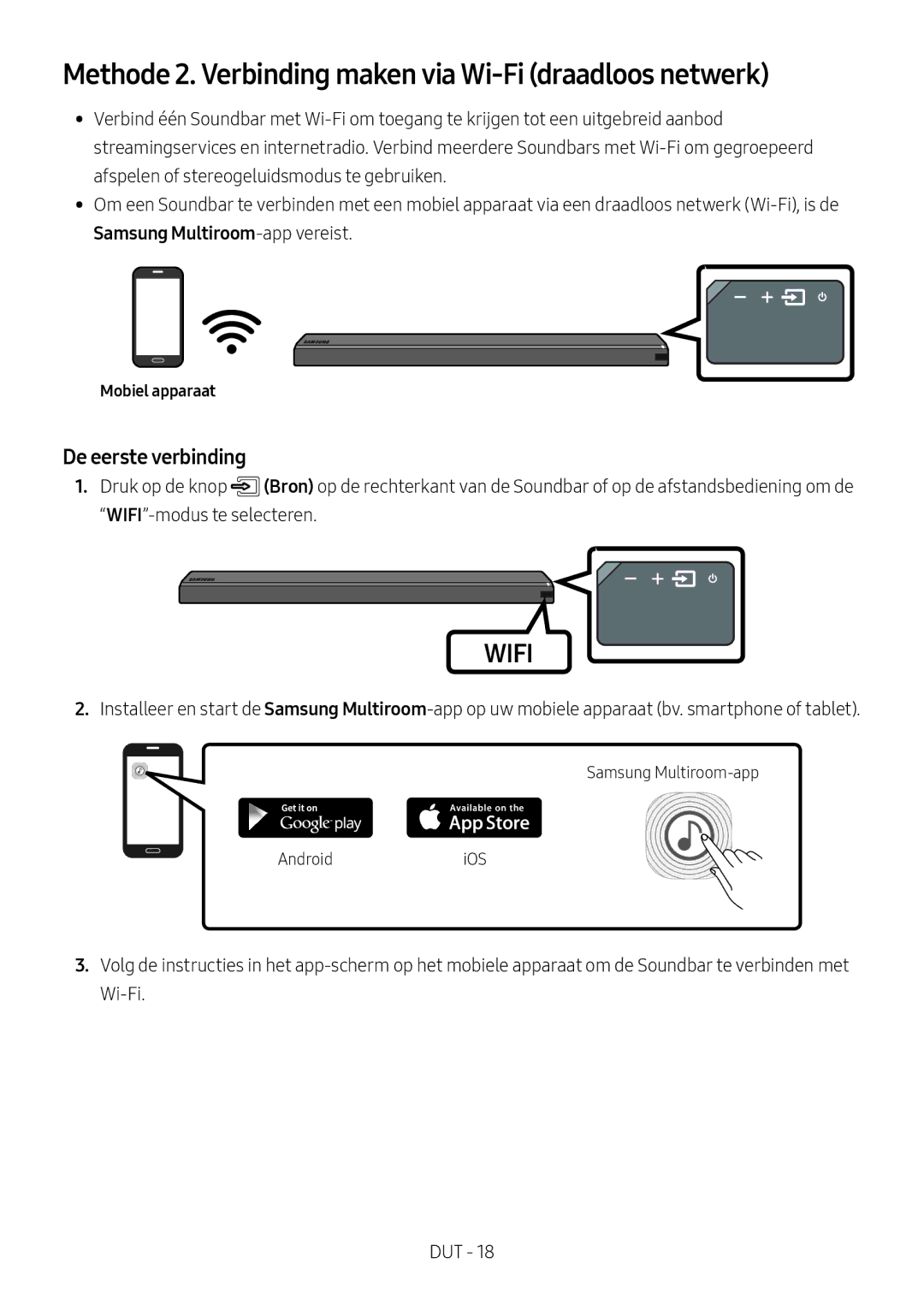 Samsung HW-MS751/EN, HW-MS750/EN, HW-MS751/XN manual Methode 2. Verbinding maken via Wi-Fi draadloos netwerk, Mobiel apparaat 