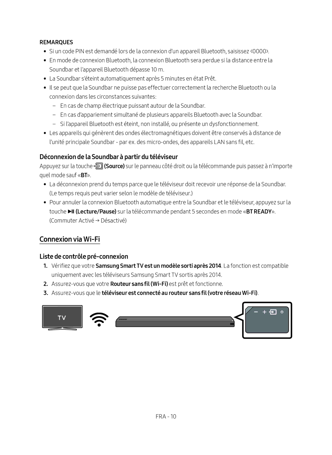 Samsung HW-MS750/EN, HW-MS751/EN, HW-MS751/XN manual Connexion via Wi-Fi, Déconnexion de la Soundbar à partir du téléviseur 