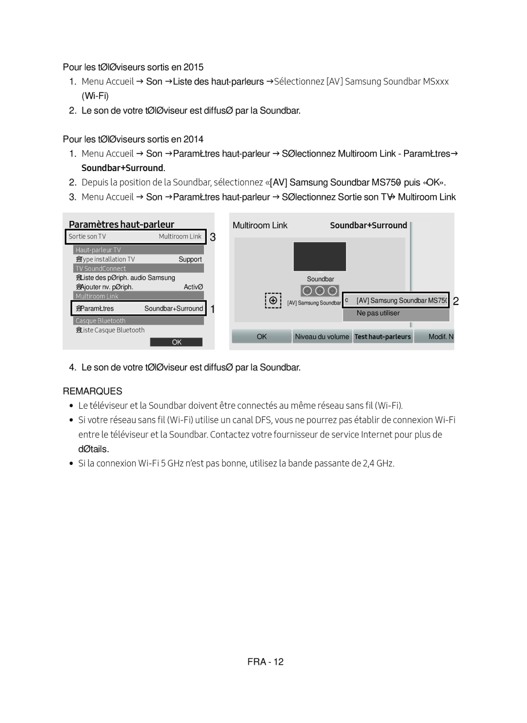 Samsung HW-MS750/XN, HW-MS751/EN, HW-MS750/EN, HW-MS751/XN manual Paramètres haut-parleur, Soundbar+Surround 