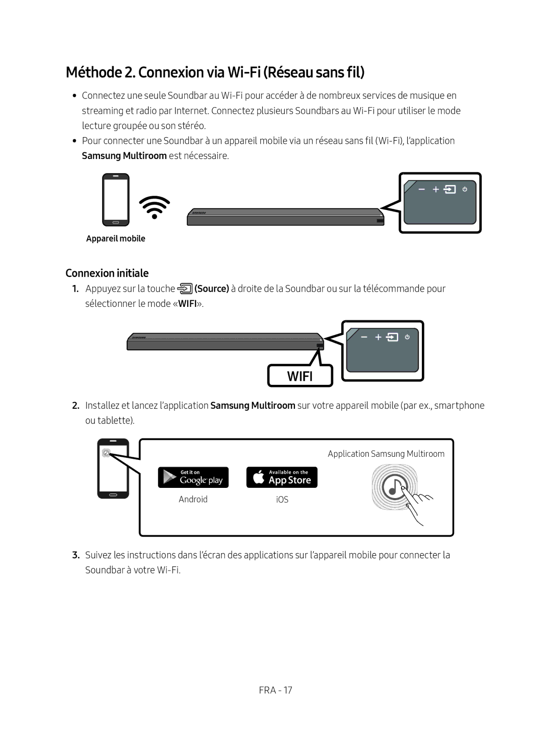 Samsung HW-MS751/EN, HW-MS750/EN, HW-MS751/XN, HW-MS750/XN Méthode 2. Connexion via Wi-Fi Réseau sans fil, Appareil mobile 