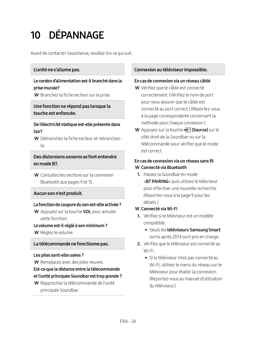 Samsung HW-MS750/EN, HW-MS751/EN, HW-MS751/XN, HW-MS750/XN manual 10 Dépannage 