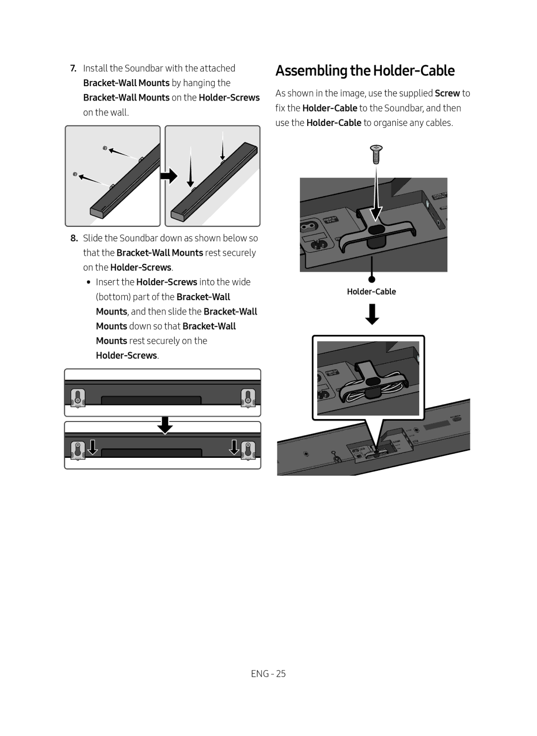 Samsung HW-MS750/EN, HW-MS751/EN, HW-MS751/XN, HW-MS750/XN manual Assembling the Holder-Cable 