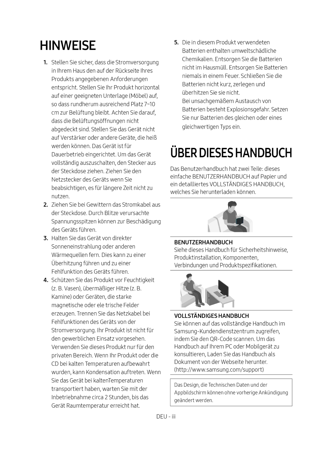 Samsung HW-MS751/EN, HW-MS750/EN, HW-MS751/XN, HW-MS750/XN manual Hinweise, Über Dieses Handbuch 