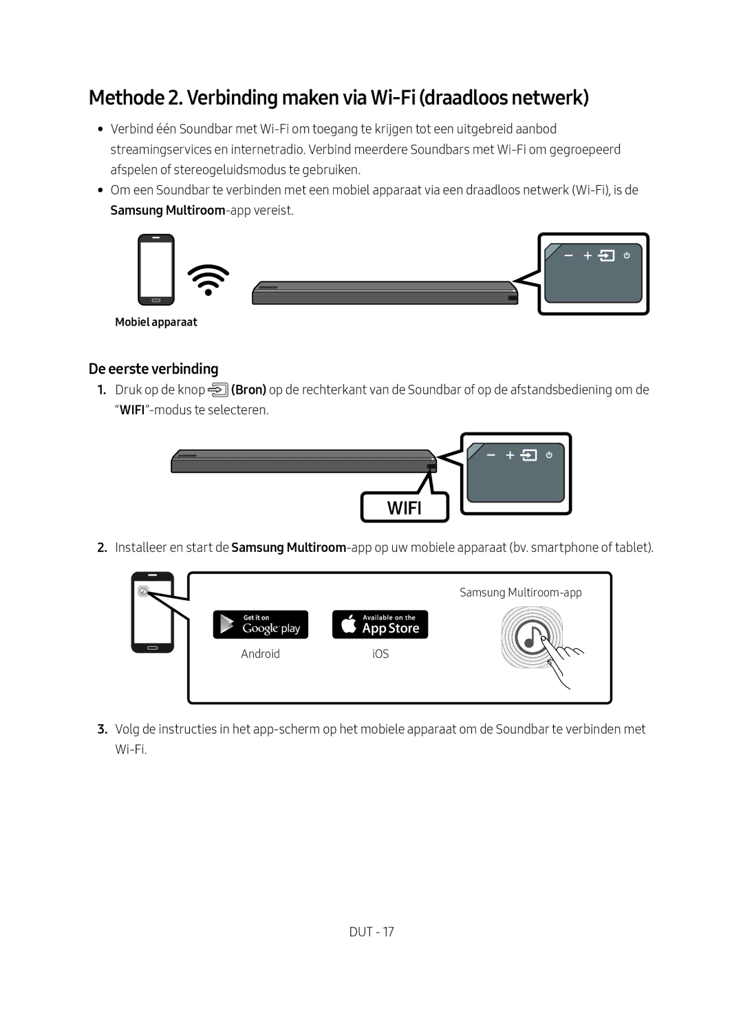 Samsung HW-MS750/XN, HW-MS751/EN, HW-MS750/EN manual Methode 2. Verbinding maken via Wi-Fi draadloos netwerk, Mobiel apparaat 