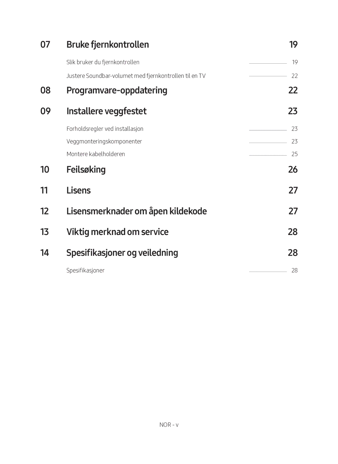 Samsung HW-MS760/XE, HW-MS761/XE Bruke fjernkontrollen, Programvare-oppdatering Installere veggfestet, Spesifikasjoner 