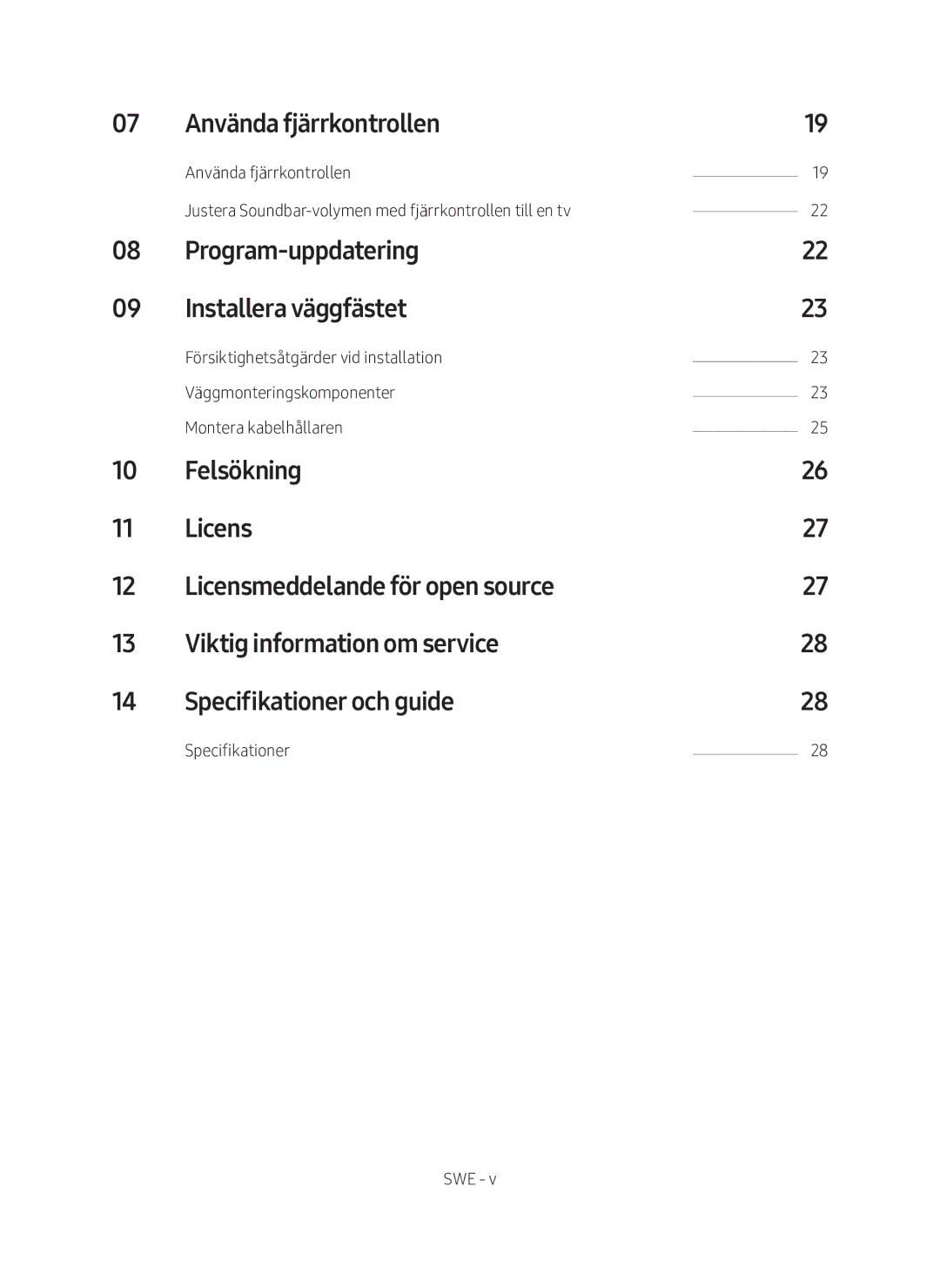 Samsung HW-MS761/XE, HW-MS760/XE manual Använda fjärrkontrollen, Program-uppdatering Installera väggfästet 