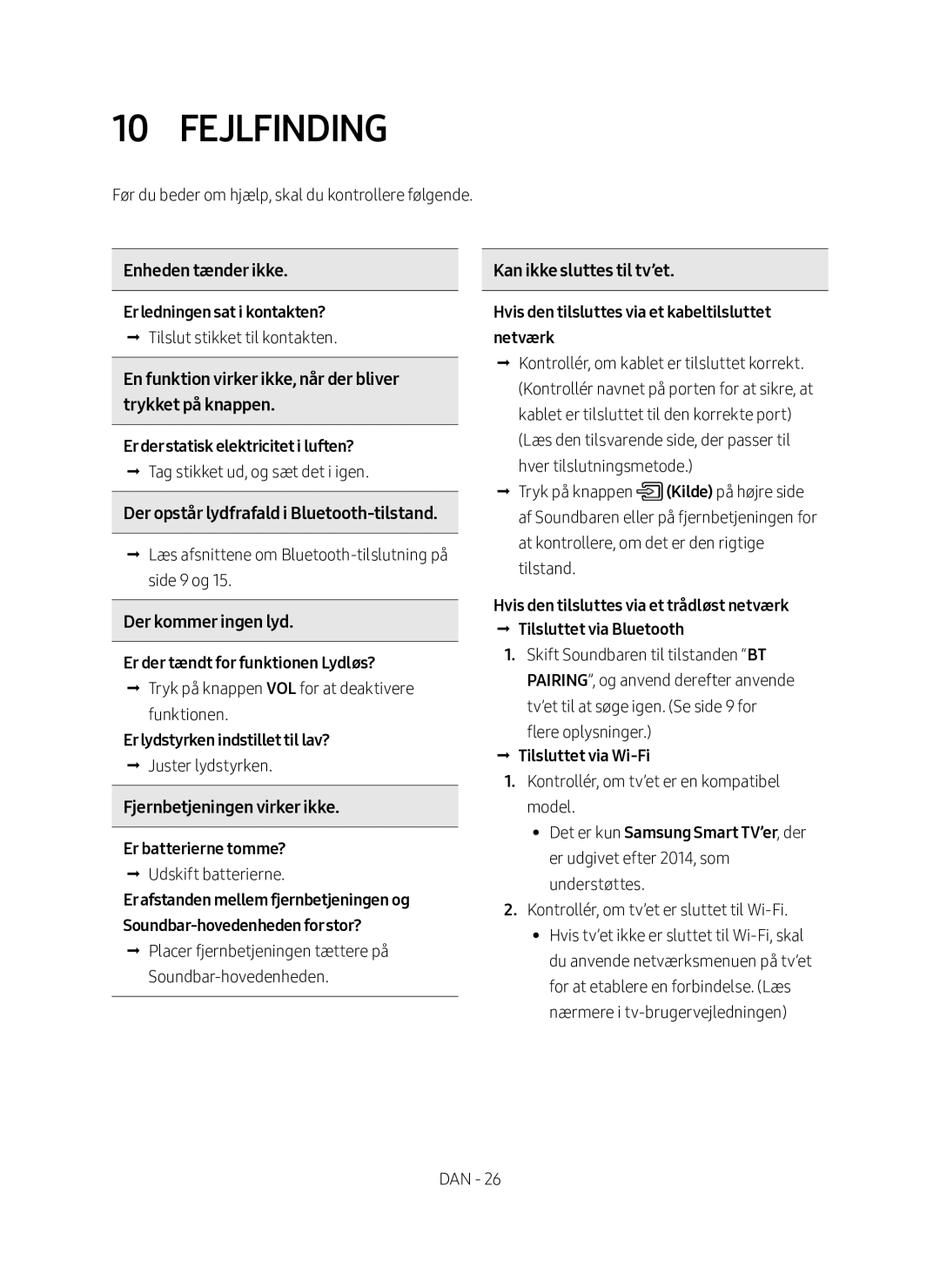 Samsung HW-MS761/XE, HW-MS760/XE manual Fejlfinding 