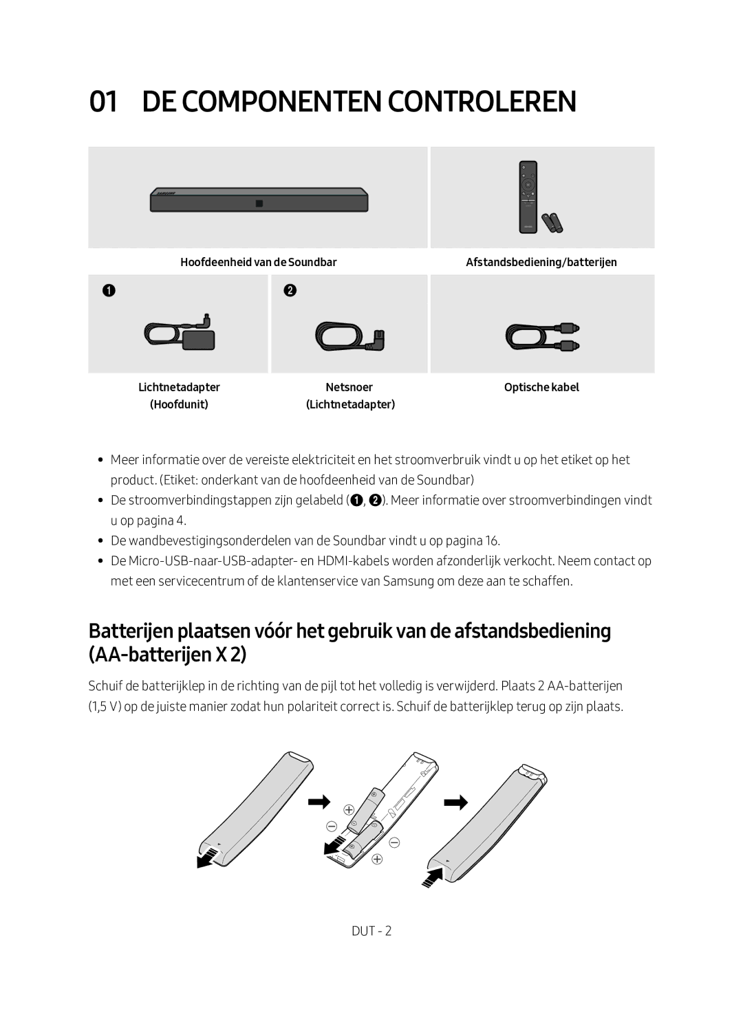 Samsung HW-N400/EN, HW-N400/XN manual De Componenten Controleren 