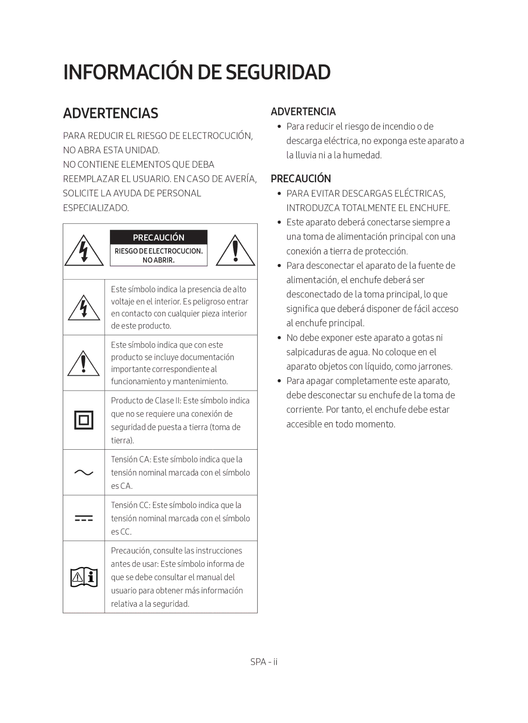 Samsung HW-N400/ZF manual Información DE Seguridad, Advertencias 