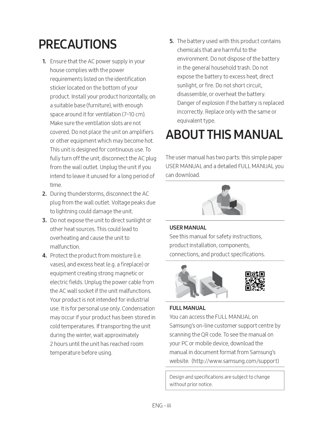 Samsung HW-N400/ZF manual Precautions, About this Manual, Full Manual 