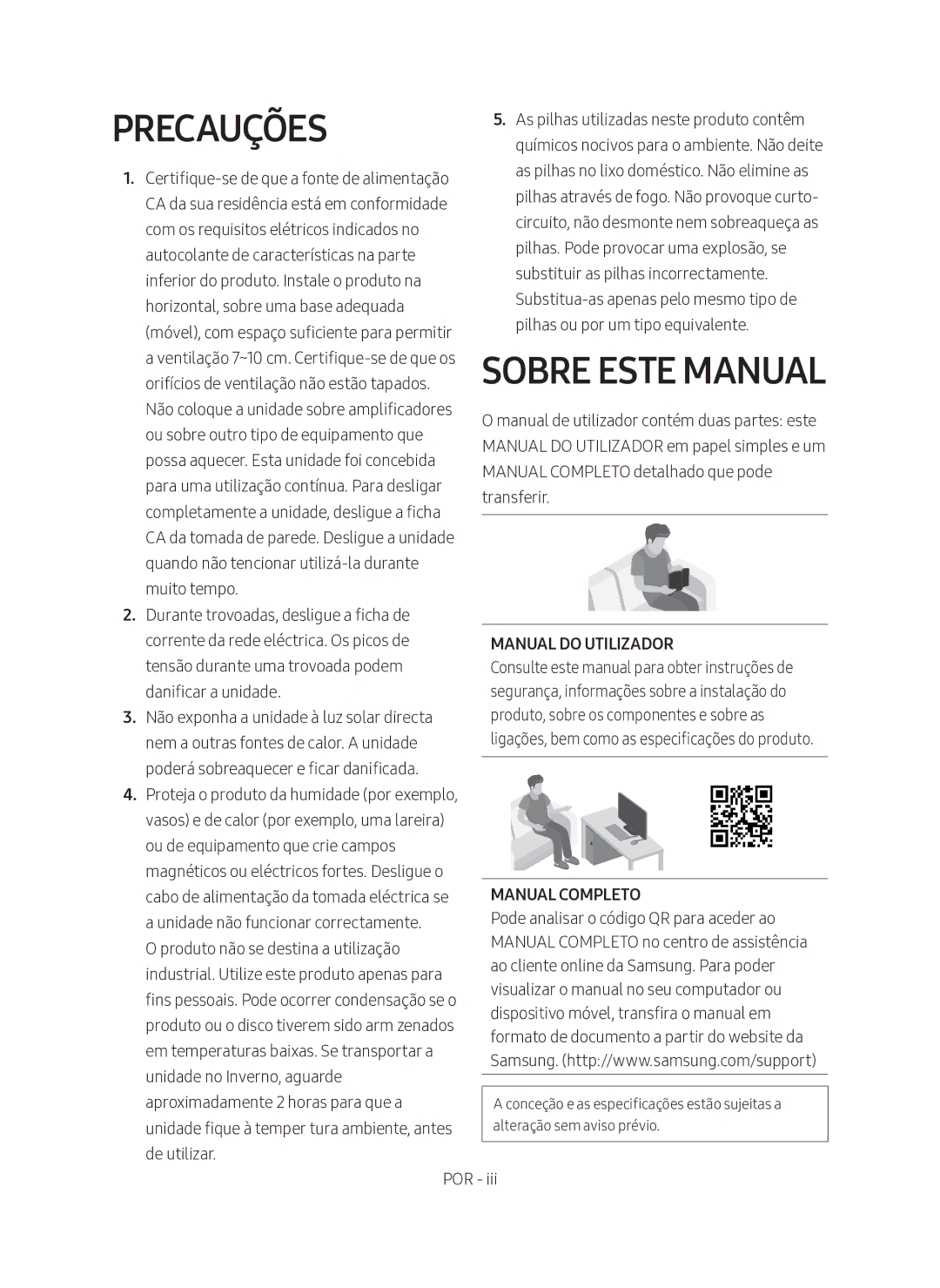 Samsung HW-N400/ZF manual Precauções, Sobre Este Manual, Manual do Utilizador, Manual Completo 