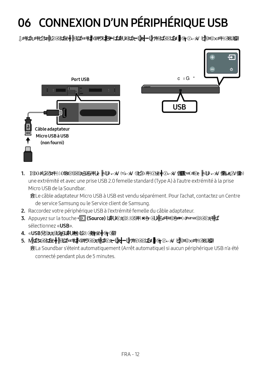 Samsung HW-N400/XN, HW-N400/ZG, HW-N400/ZF, HW-N400/EN, HW-N410/XE manual Connexion D’UN Périphérique USB, Port USBAffichage 