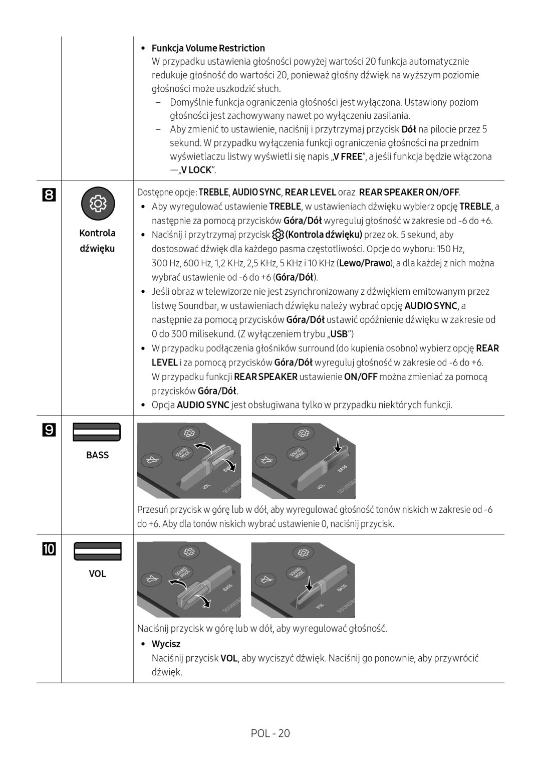 Samsung HW-N400/ZG, HW-N400/ZF, HW-N400/EN, HW-N410/XE, HW-N400/XN manual Funkcja Volume Restriction, Wycisz 