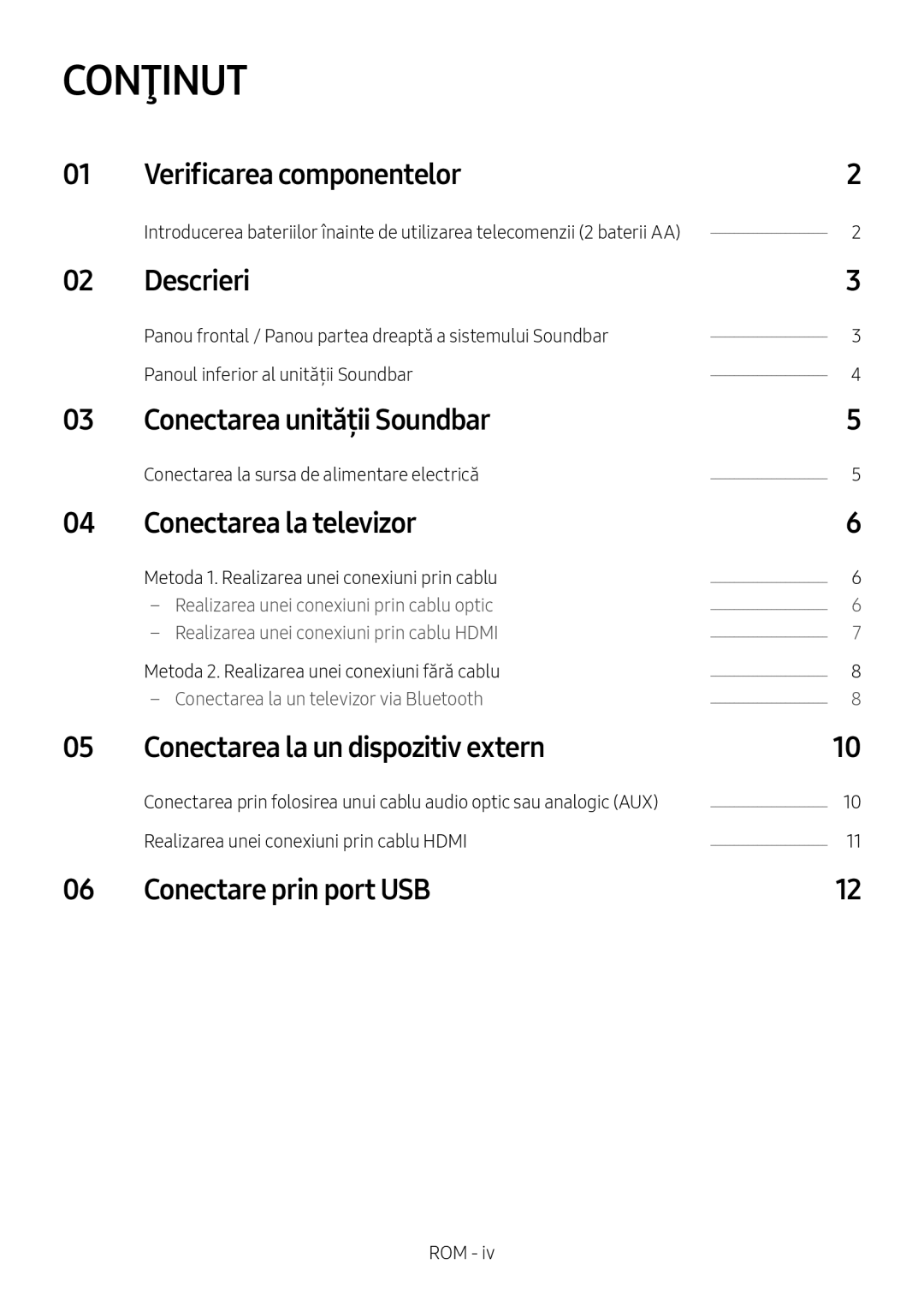 Samsung HW-N410/XE, HW-N400/ZG, HW-N400/ZF, HW-N400/EN, HW-N400/XN manual Conţinut 