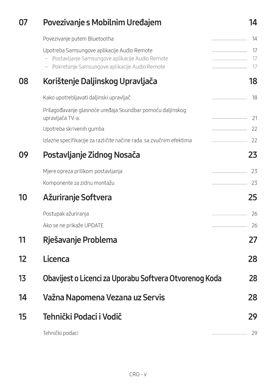 Samsung HW-N400/ZF manual Povezivanje s Mobilnim Uređajem, Korištenje Daljinskog Upravljača, Postavljanje Zidnog Nosača 