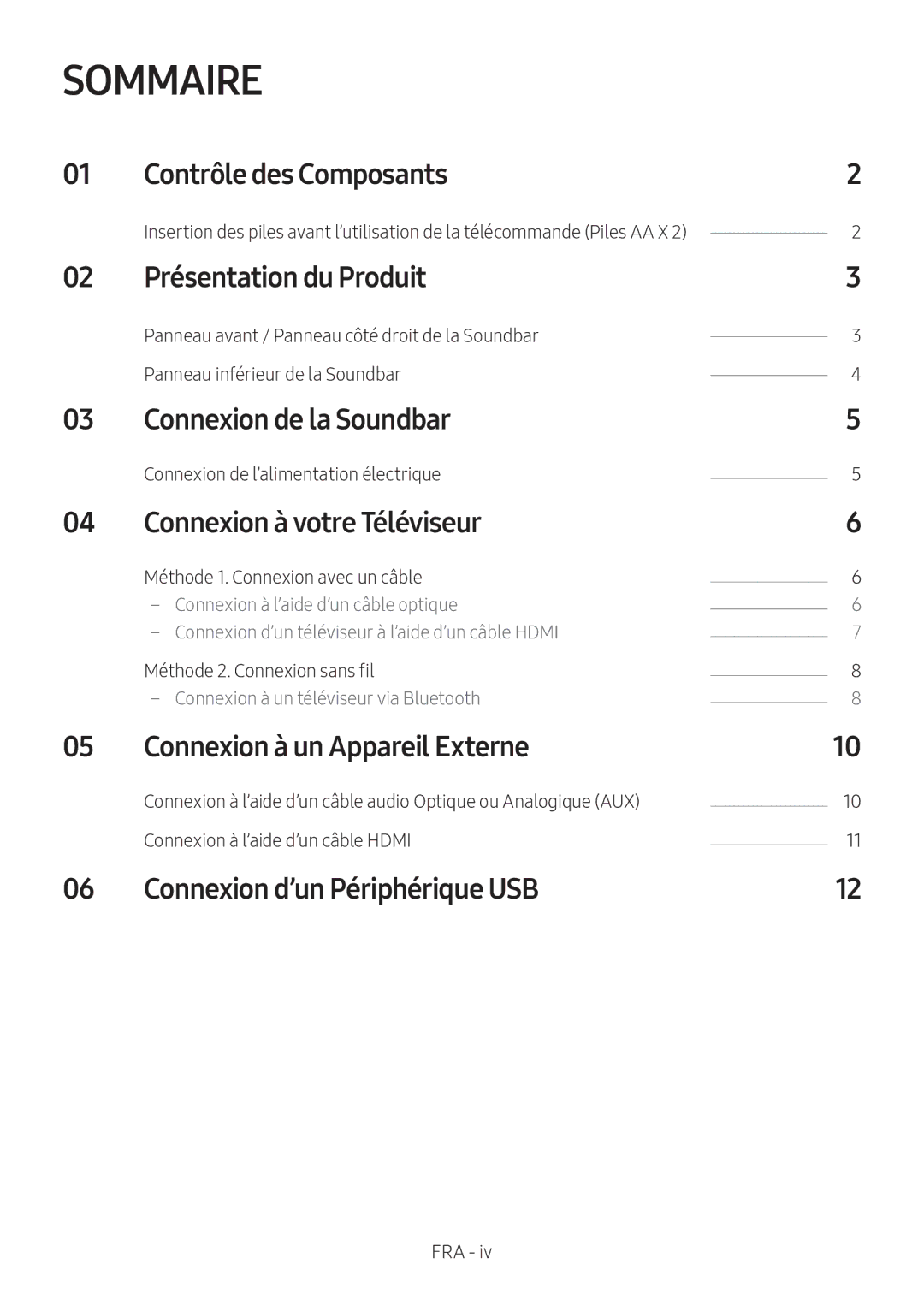 Samsung HW-N410/XE, HW-N400/ZG, HW-N400/ZF, HW-N400/EN, HW-N400/XN manual Sommaire 