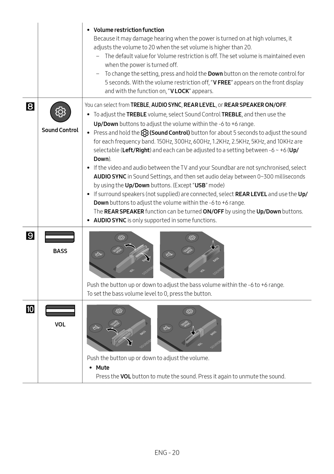 Samsung HW-N400/XN, HW-N400/ZG, HW-N400/ZF, HW-N400/EN, HW-N410/XE manual Sound Control, Volume restriction function 