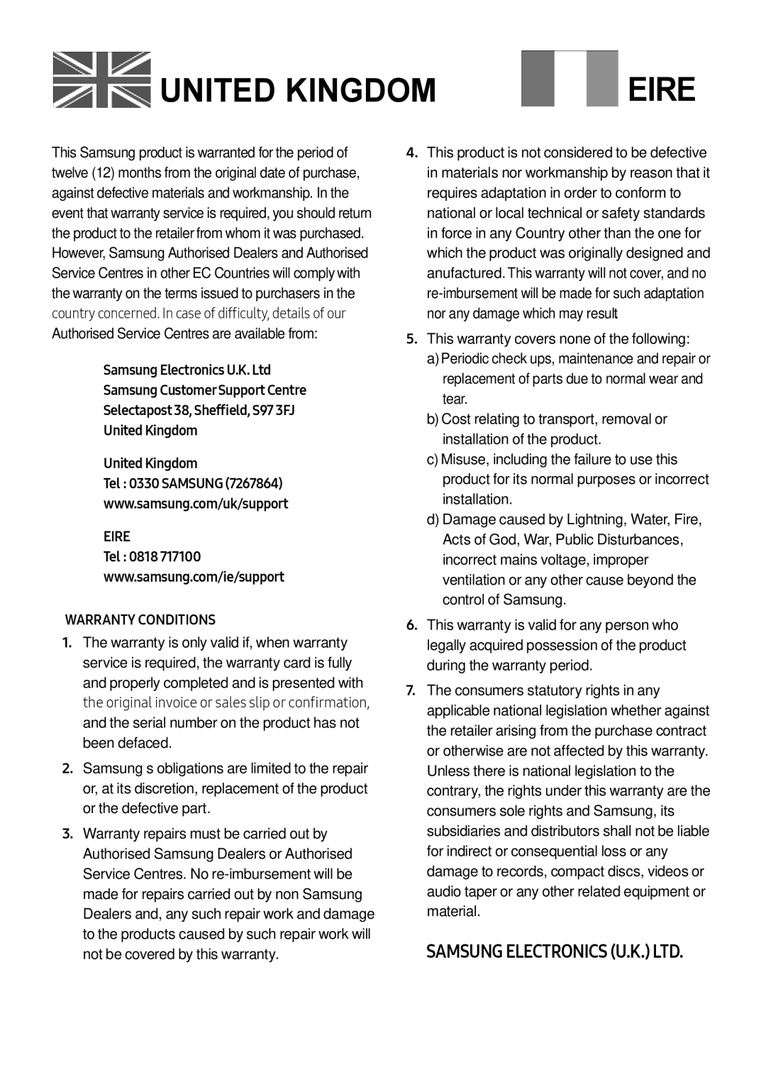 Samsung HW-N400/ZG, HW-N400/ZF, HW-N400/EN, HW-N410/XE, HW-N400/XN manual United Kingdom 