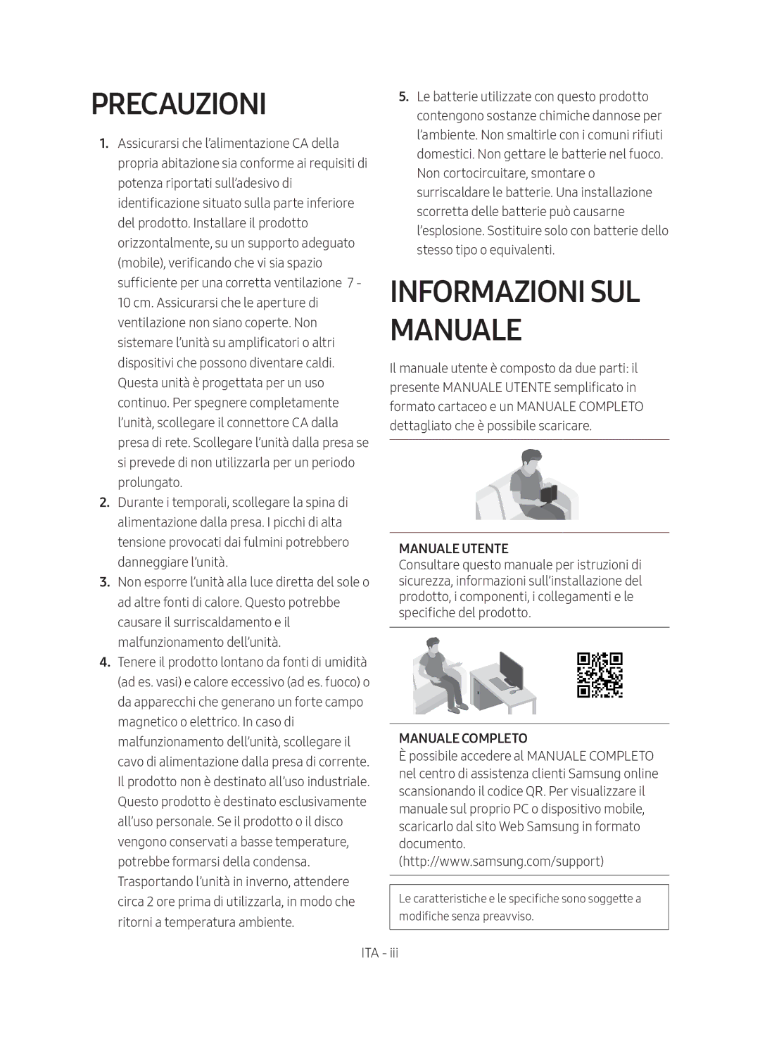 Samsung HW-N400/ZG manual Precauzioni, Informazioni SUL Manuale, Manuale Utente, Manuale Completo 