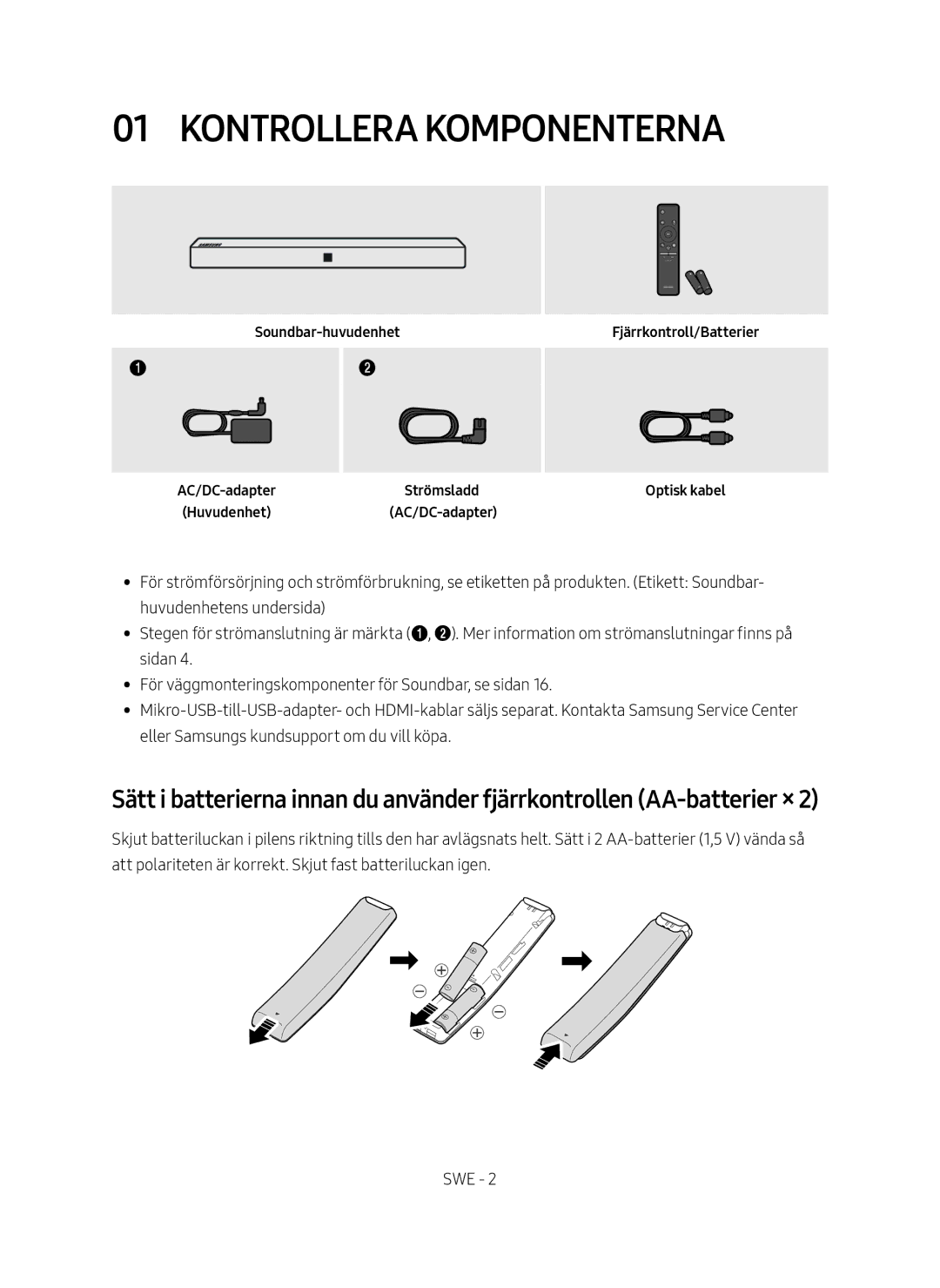 Samsung HW-N410/XE manual Kontrollera Komponenterna 