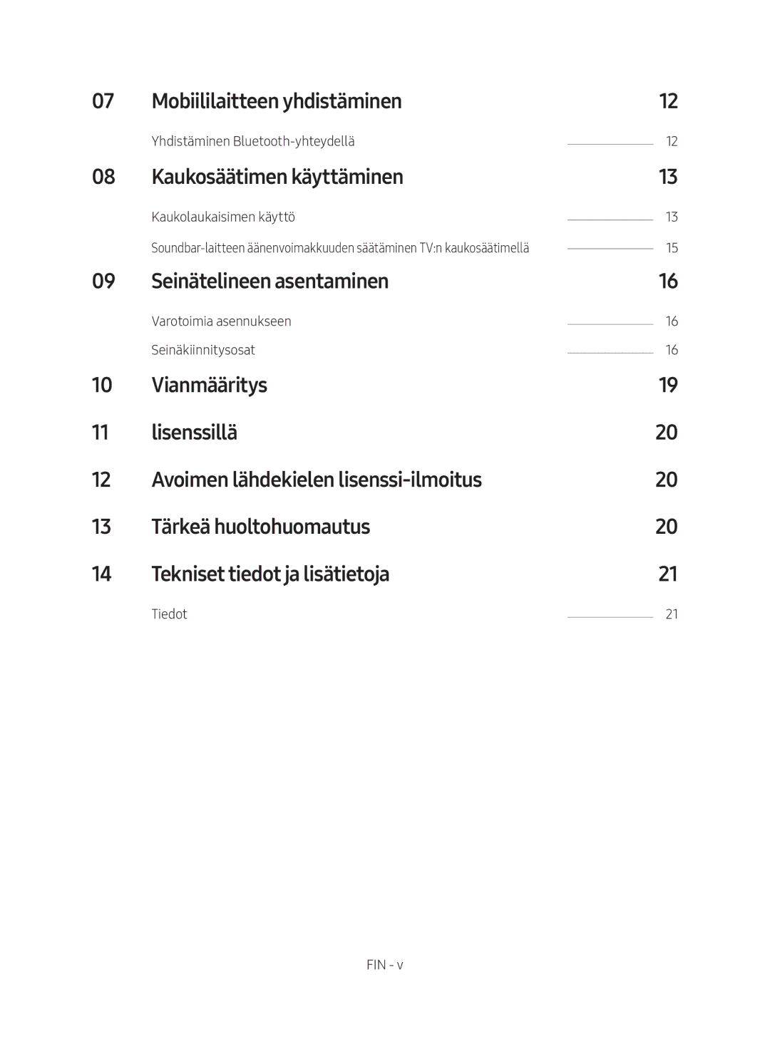 Samsung HW-N410/XE manual Mobiililaitteen yhdistäminen, Kaukosäätimen käyttäminen, Seinätelineen asentaminen 