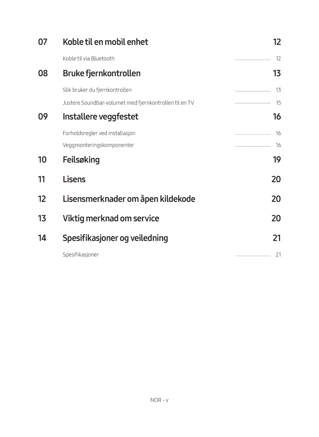 Samsung HW-N410/XE manual Koble til en mobil enhet, Bruke fjernkontrollen, Installere veggfestet 