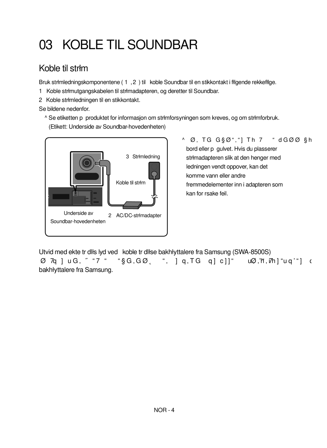 Samsung HW-N410/XE manual Koble TIL Soundbar, Koble til strøm 