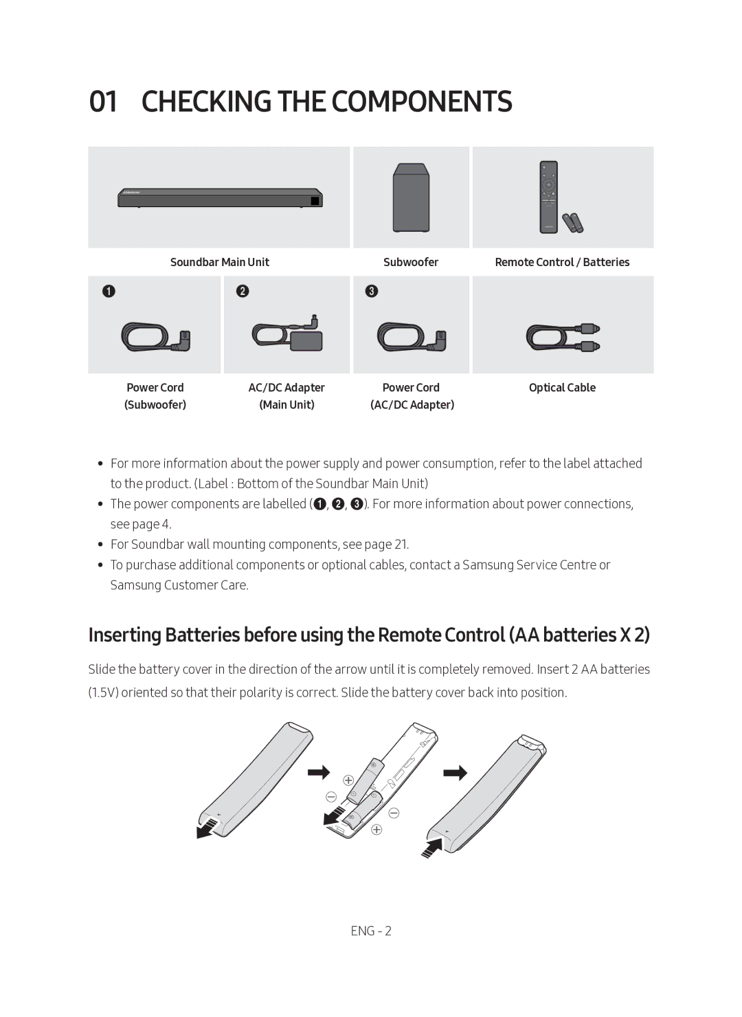 Samsung HW-N450/XN, HW-N450/EN manual Checking the Components 