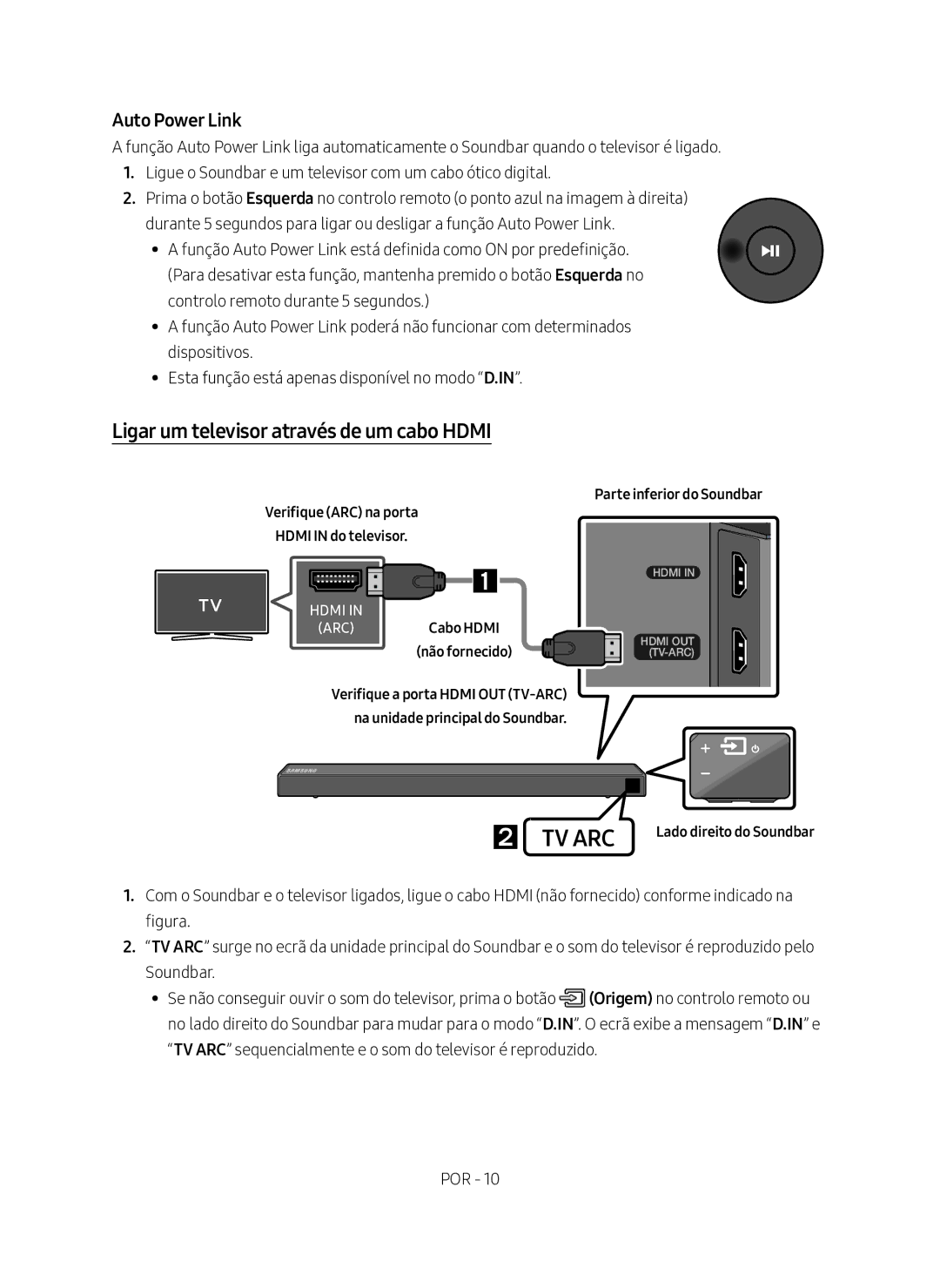 Samsung HW-N450/ZF manual Ligar um televisor através de um cabo Hdmi, Verifique ARC na porta Hdmi in do televisor 