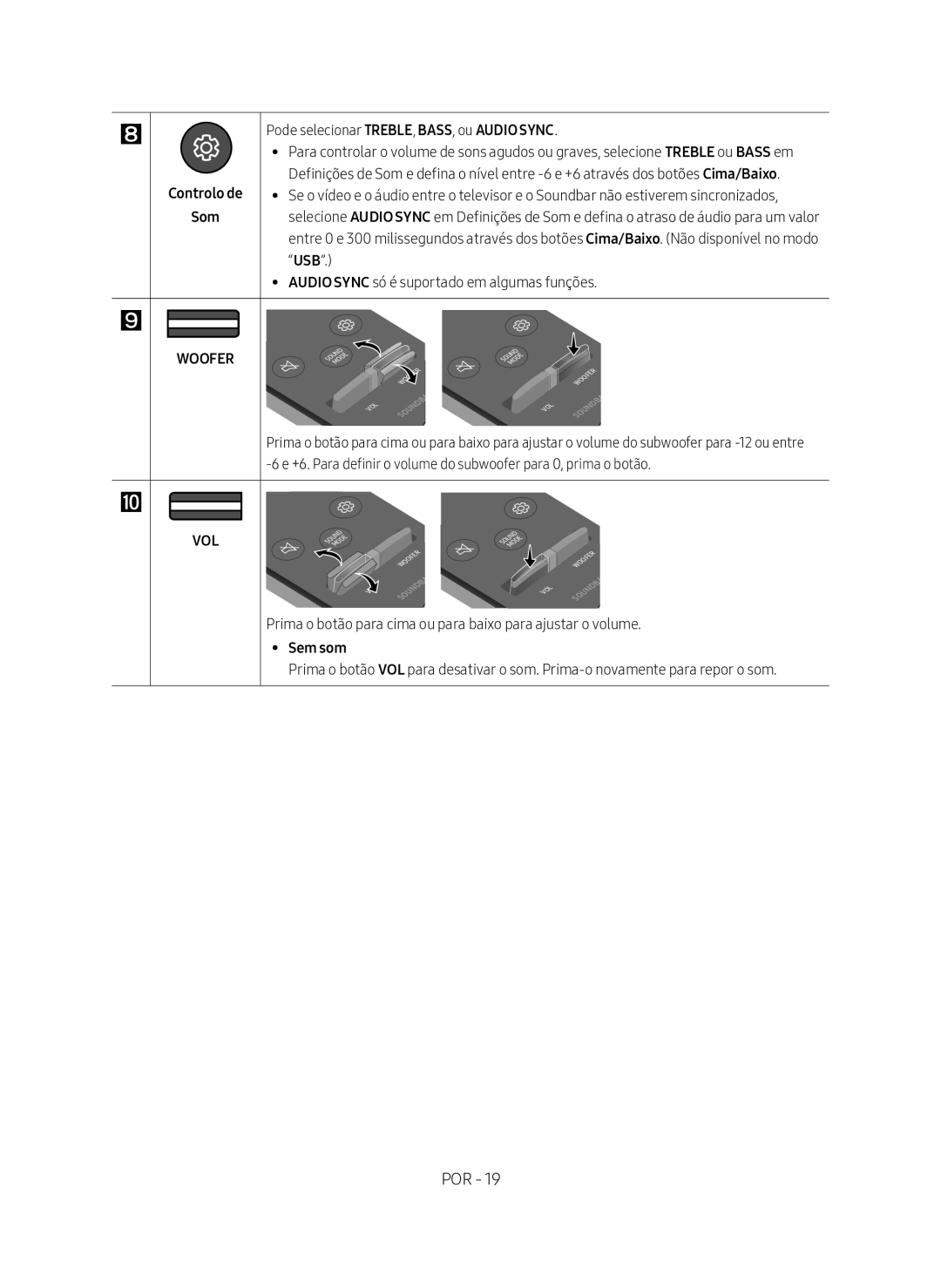 Samsung HW-N450/ZF manual Controlo de Som, Sem som 